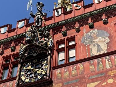 Part of the historic Rathaus in Basel.