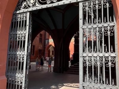 Part of the historic Rathaus in Basel.