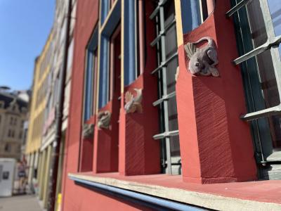 Window details in the historic Rathaus in Basel.