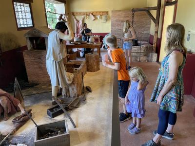 Inside a reconstructed Roman house.