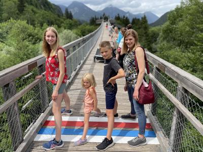 Straddling the German-Austrian border.
